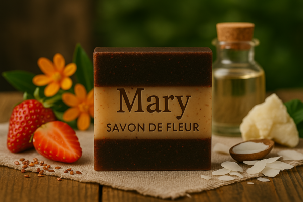 aardbei scrub aardbeizaden mary savon de fleur setting Mary Savon de Fleur